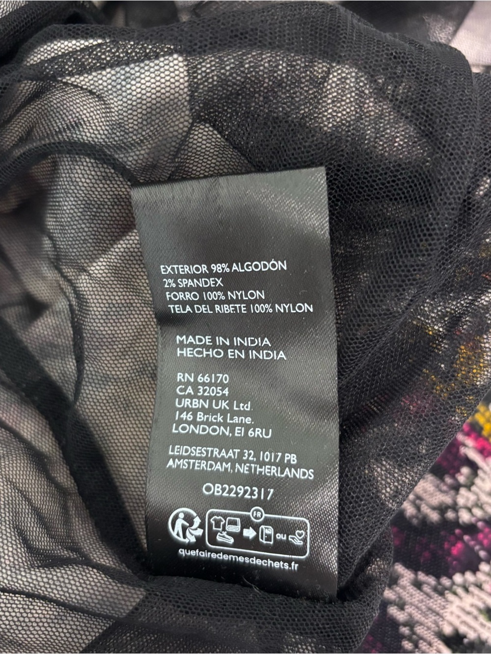 Free People Petal Tapestry Mini Dress Black Multicolor Print Cotton Women's L - Picture 11 of 11